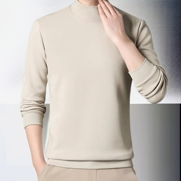 남성용 퍼안감 추가 두꺼운 반넥 스웨터