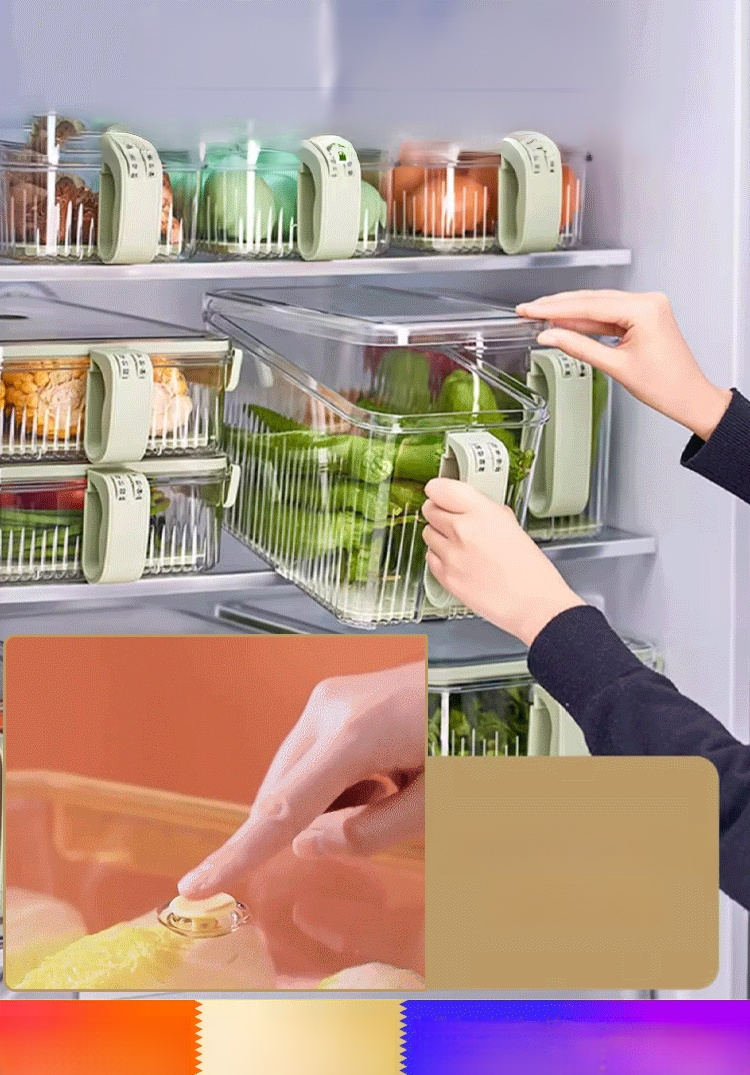 [รุ่นอัพเกรด จับเวลาได้] กล่องจัดระเบียบตู้เย็นในครัวเรือนญี่ปุ่น