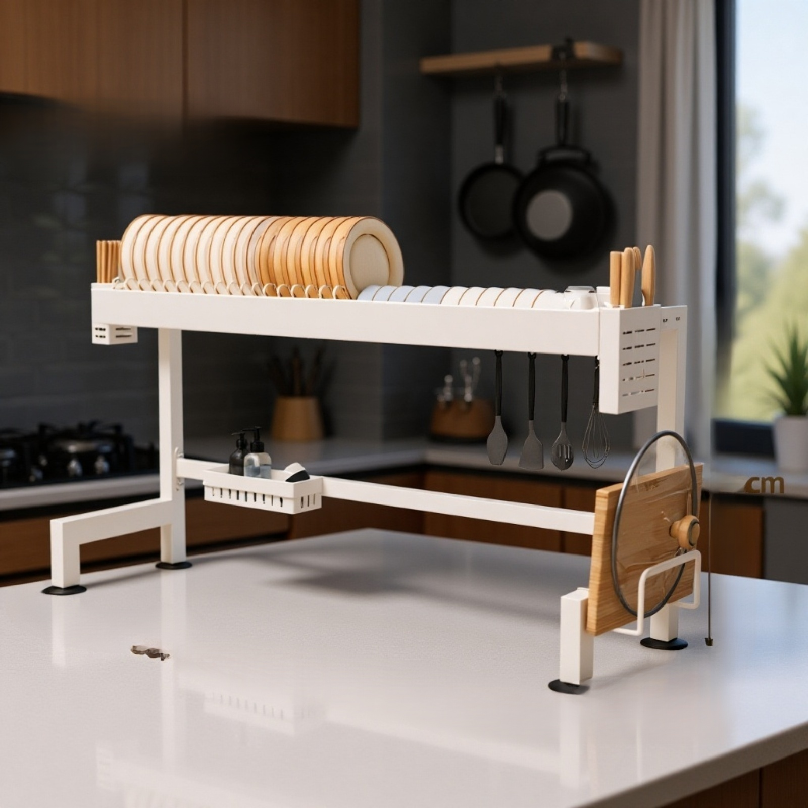 Organizador de vajilla y cubiertos para encimera de cocina