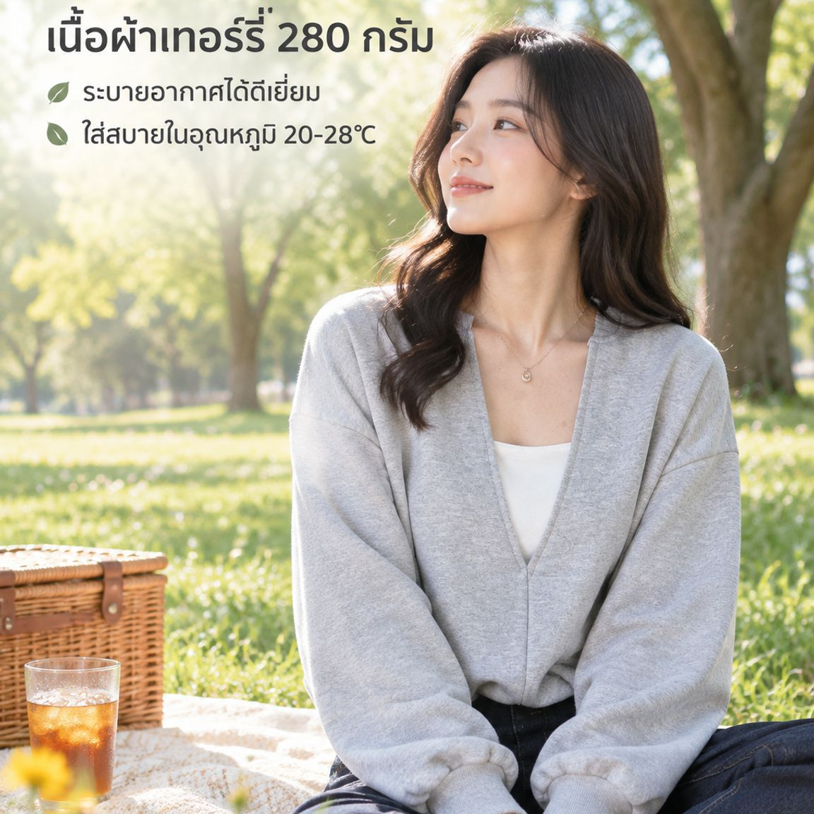 เสื้อแขนยาวผู้หญิงคอวี สไตล์ญี่ปุ่น สำหรับฤดูใบไม้ผลิ ฤดูใบไม้ร่วง ฤดูหนาว