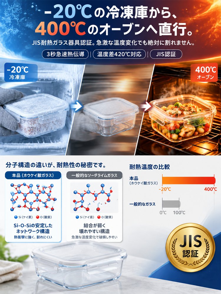 耐熱ガラス製ランチボックス