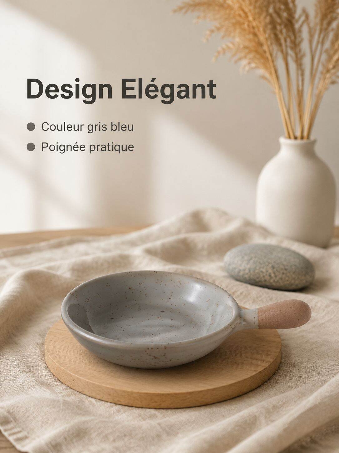 Coupelle à tremper en céramique artisanale, avec poignée, style japonais, pour sauce soja