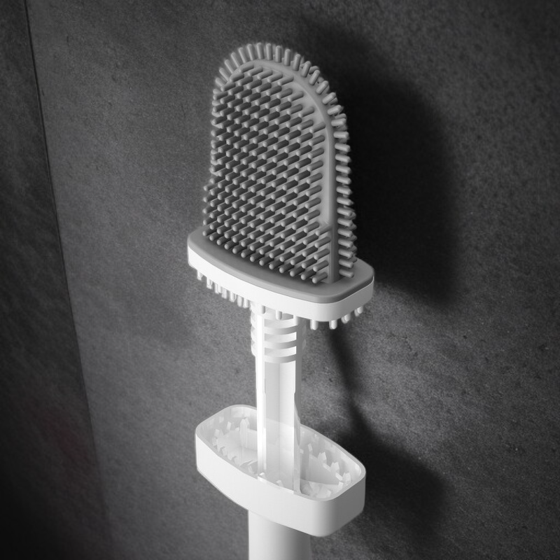 Cepillo de baño cuadrado limpiando inodoro