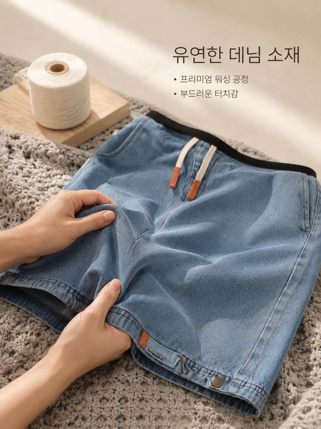 트렌디한 일자핏 남성 청반바지 착용샷