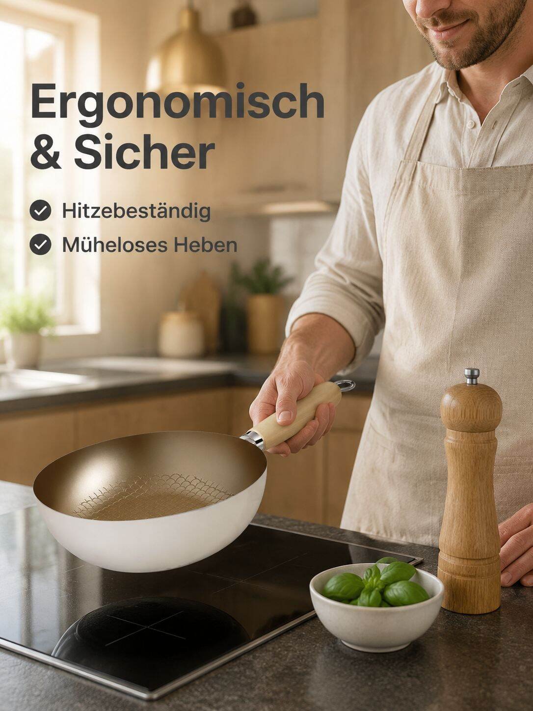 Weiße Keramik-Antihaft-Bratpfanne