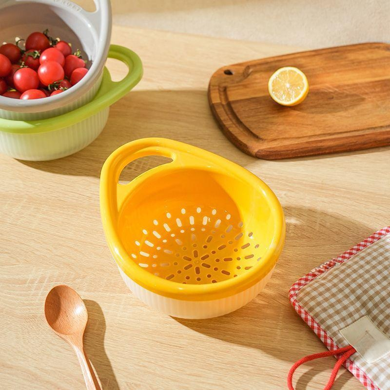  코쿠보 이중 손잡이 채반 바구니 과일 야채 분리 수납