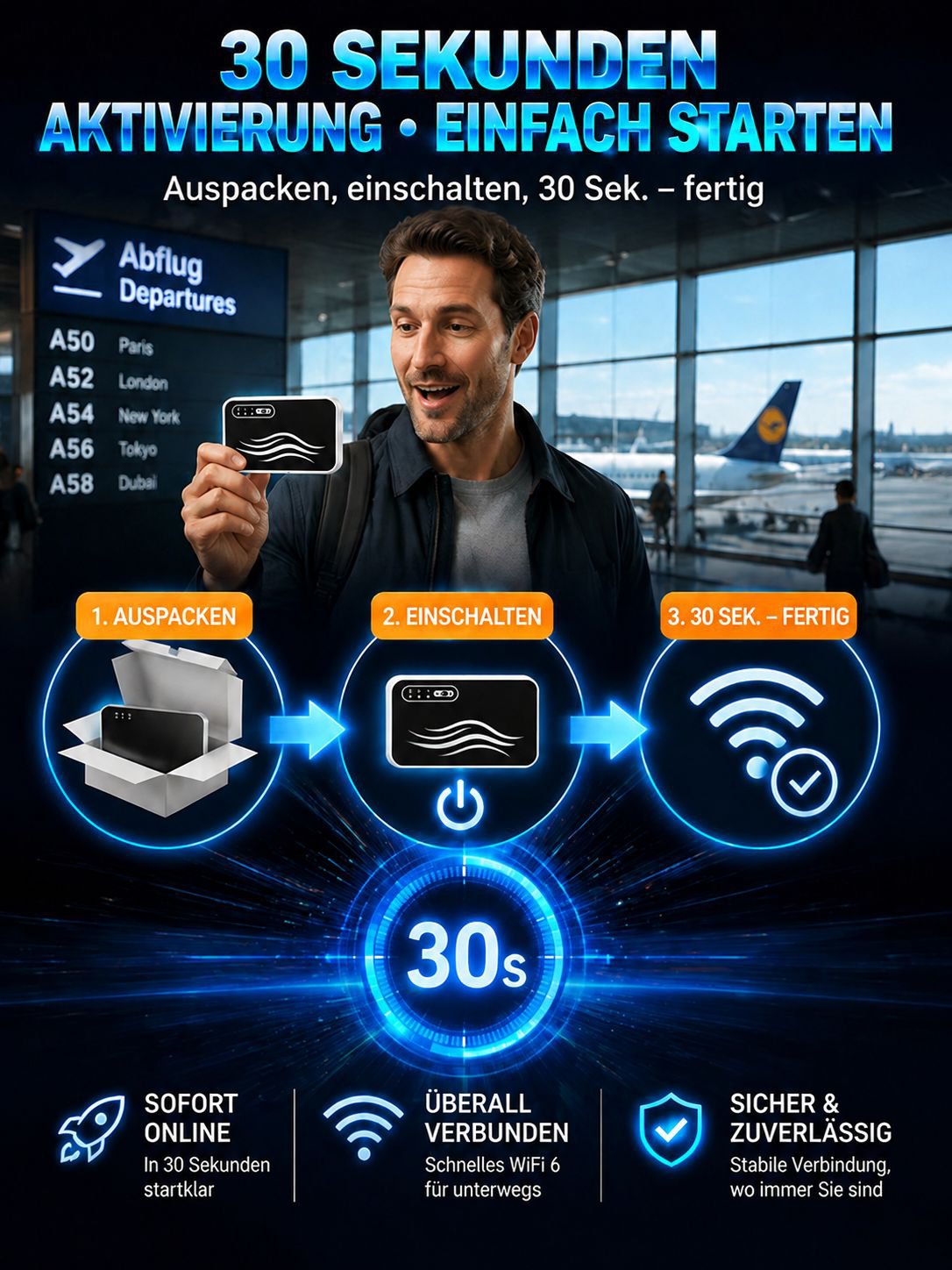 Mobiles Taschen-WLAN: Lückenloser Empfang – Bis zu 10 Geräte streamen mühelos in 4K!