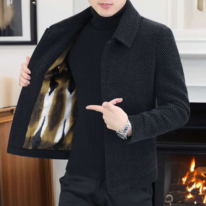 남자 기모직 재킷 도톰 기모직 재킷 데일리 통근 캐주얼 상의 가을 겨울 숏 코트