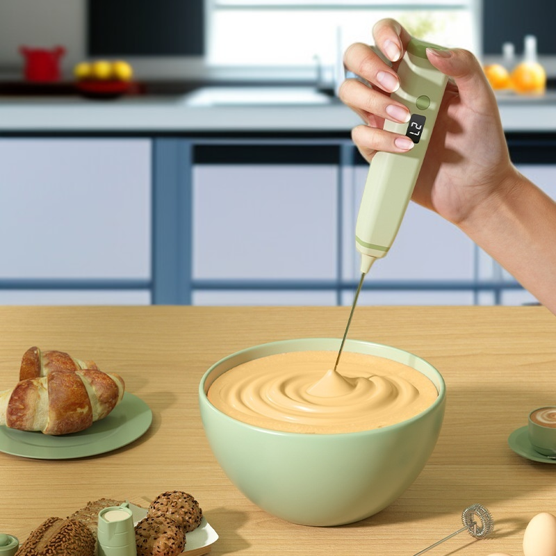 Pequeño Espumador de leche eléctrico para el hogar, batidor de café inalámbrico, mezclador de mano, 