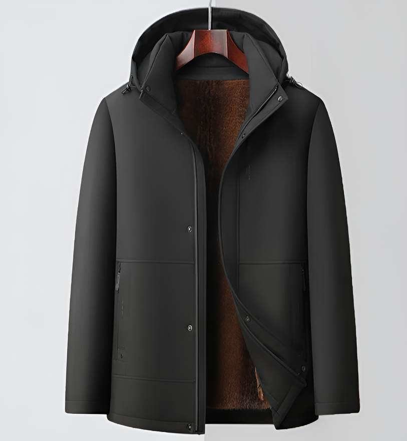 フリース裏地の厚手の冬用コート