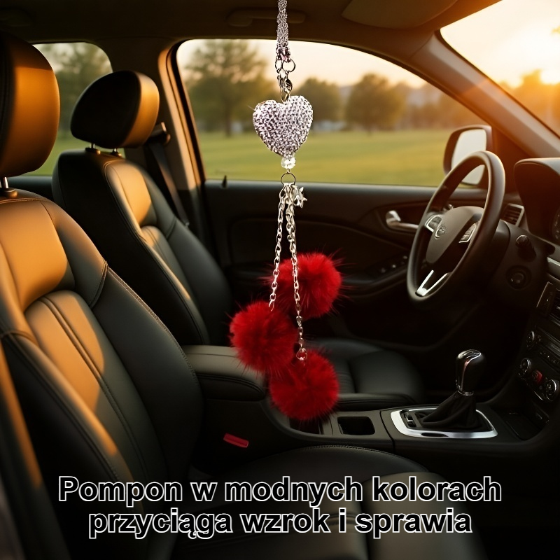 Kolorowy pompon do auta jako dekoracja wnętrza