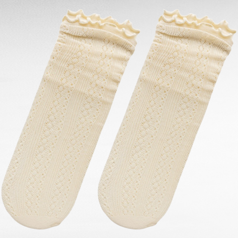 1足/2足 女性用メッシュレースアンクルソックス 春夏用