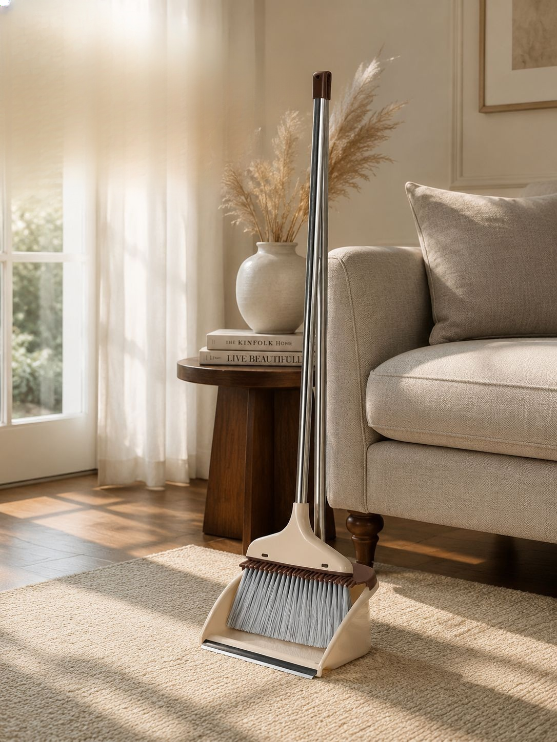 High-quality household broom and dustpan set