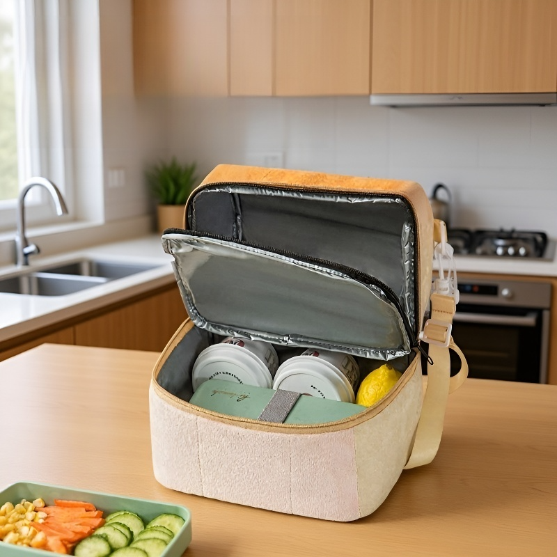 숄더형 도시락 가방, 두툼한 보온 아이스백, 피크닉용 핸드 수납가방