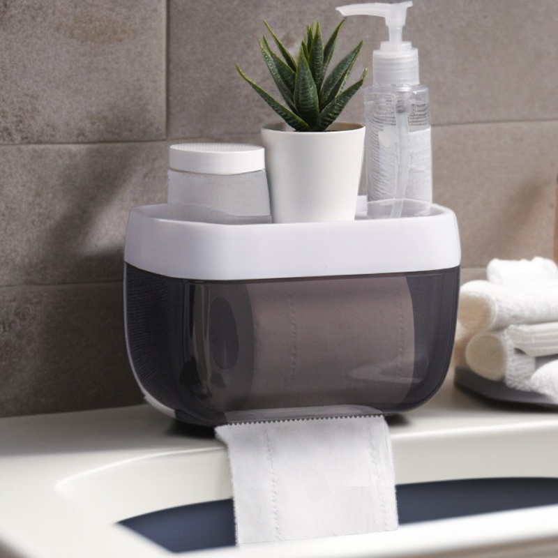 Punch-Free Wall-Mounted Toilet Paper Dispenser – Waterproof Organizer