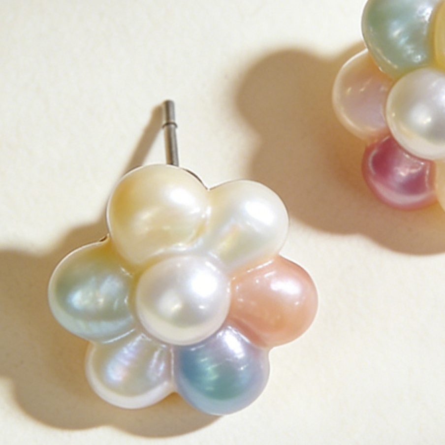 Close-up of elegant earrings with sweet design