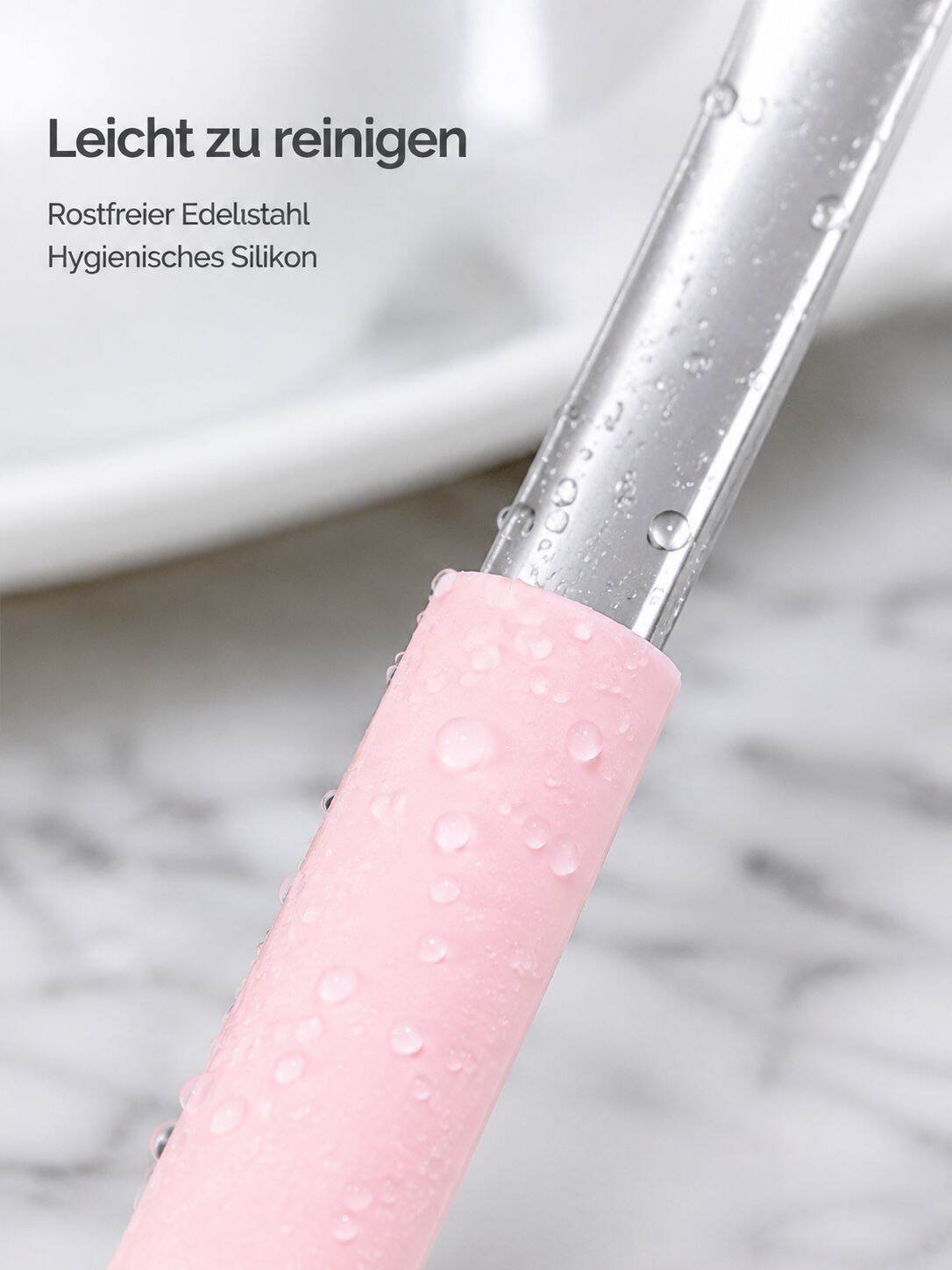 Baby-Löffel mit Silikonhülle, Edelstahl, für Beikost, mit weichen und harten Enden