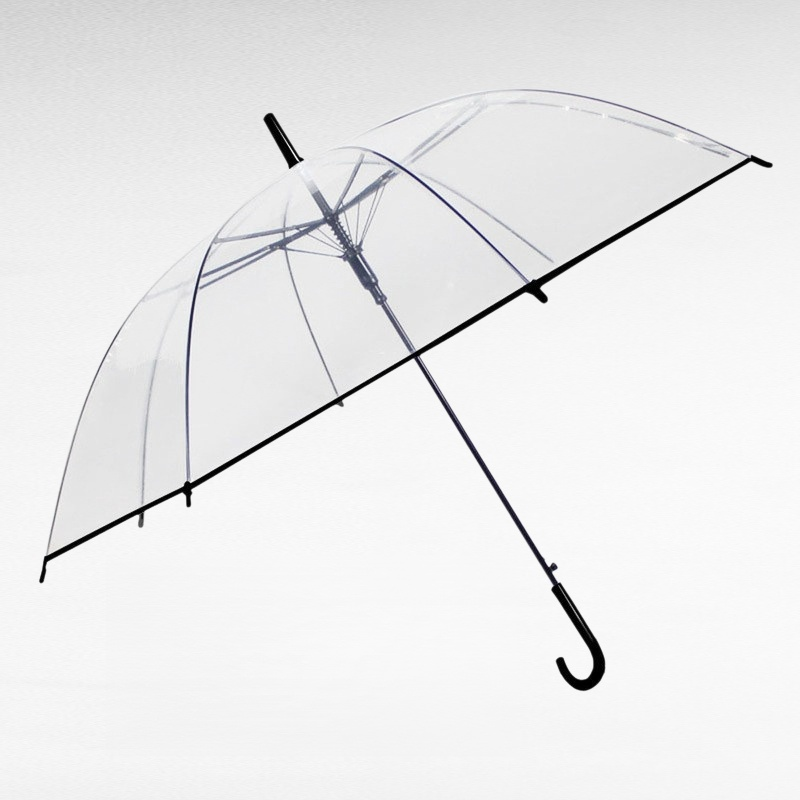 長柄16本骨防風ダブル厚手生地透明傘