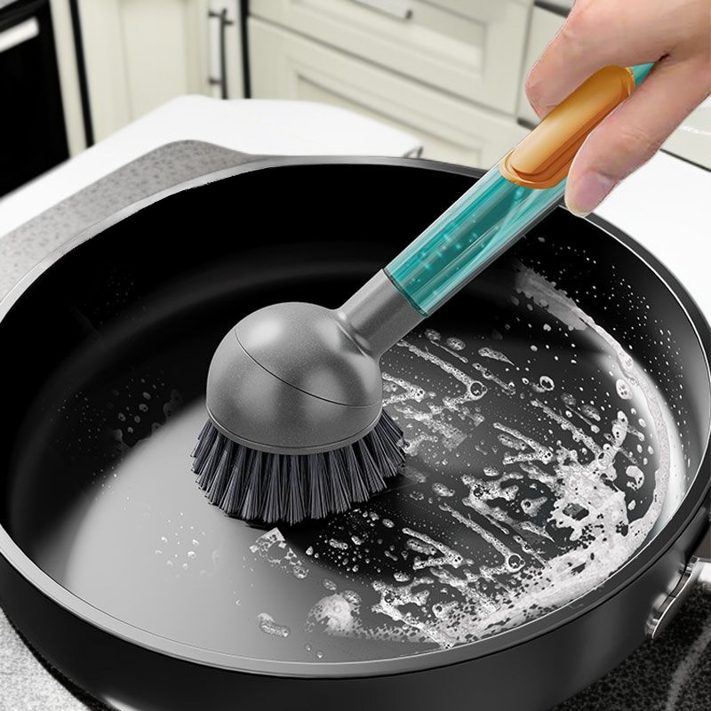 주방 전용 청소 브러쉬 다용도 긴 손잡이 브러쉬 피부 손상 없는 펌핑 액체 청소 브러쉬 주방 청소 브러쉬 세트
