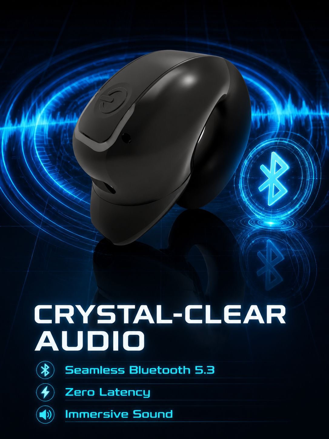 Clip-On Bluetooth Earbuds, Non-In-Ear Comfortable Fit