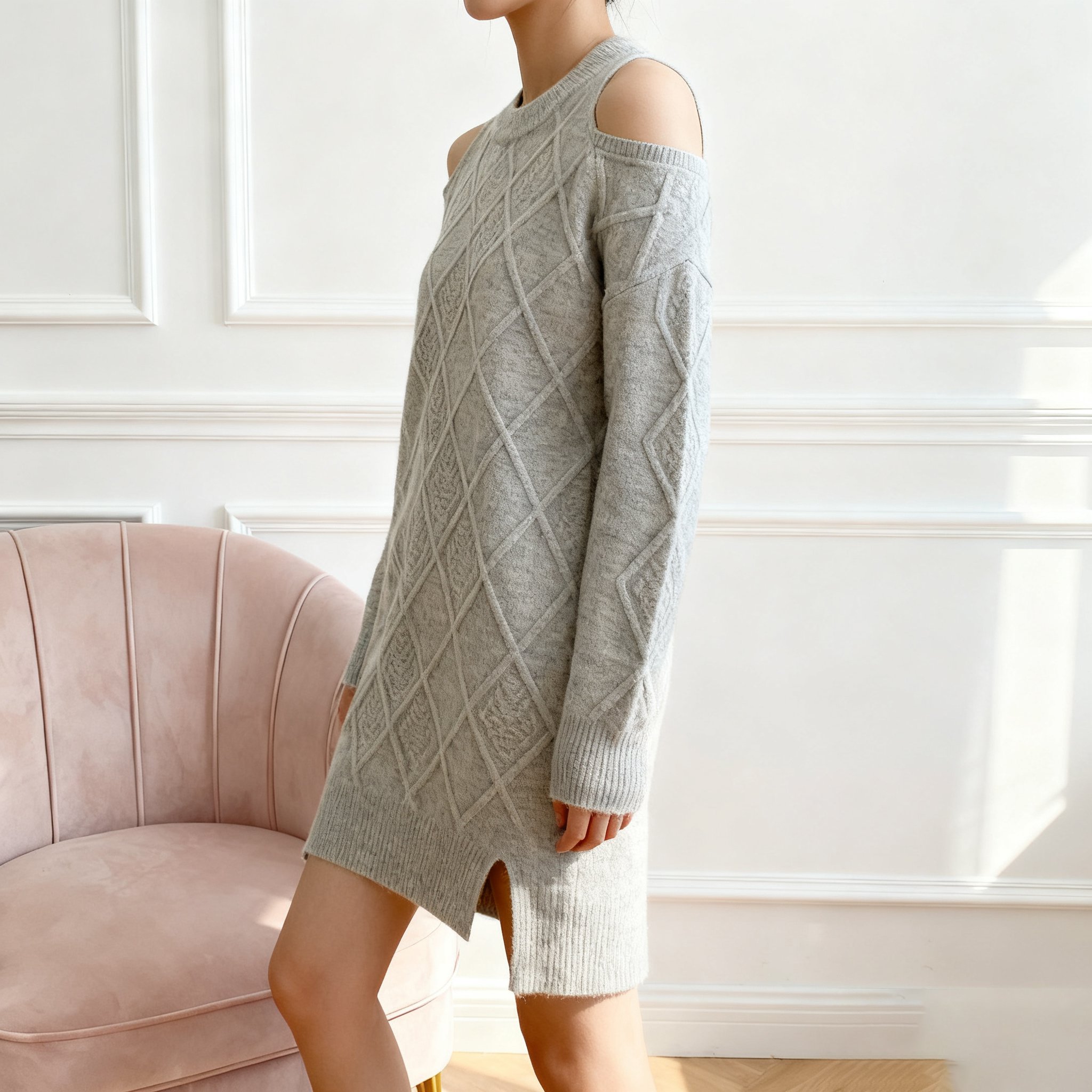 オフショルダーニット