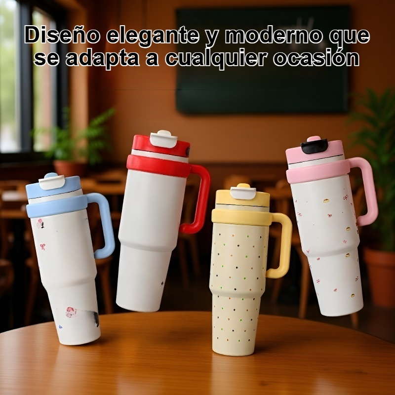 Vaso de acero inoxidable de gran capacidad con helado servido