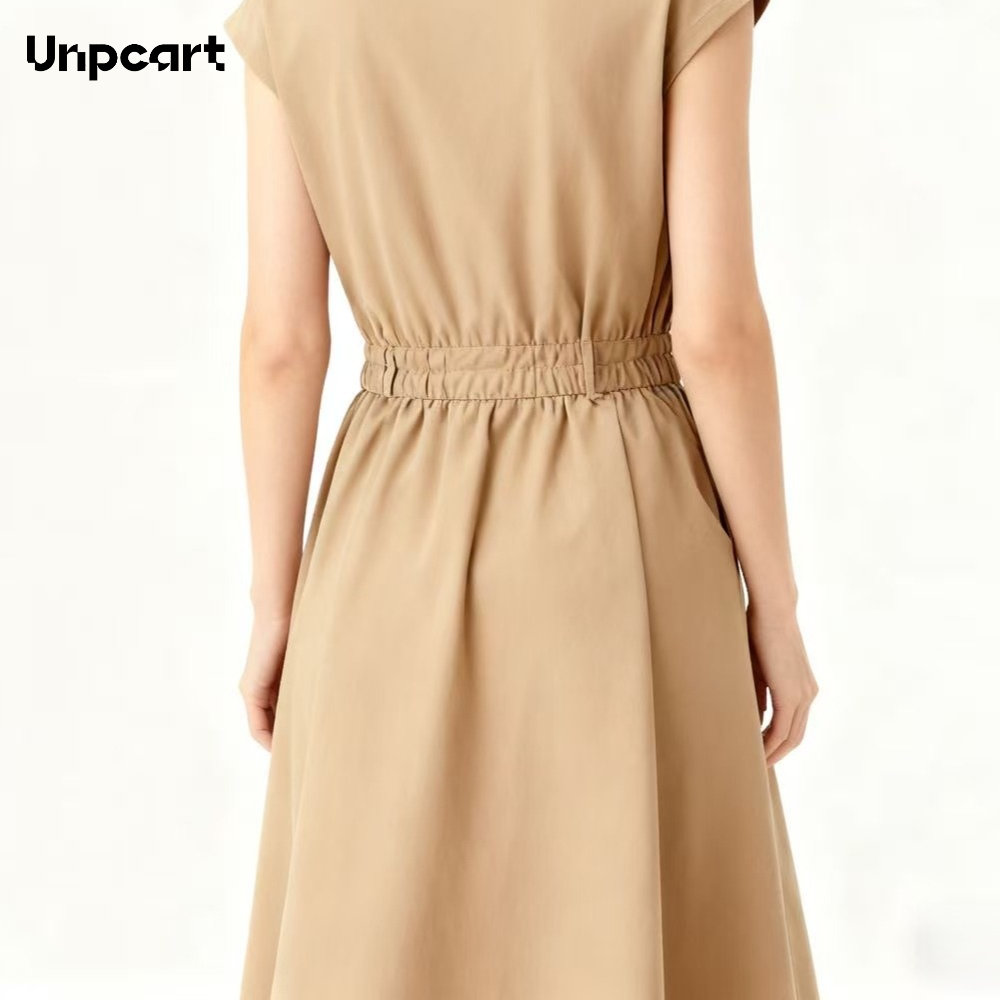 여성을 위한 카키색 드레스는 직장에 입기에도 심플하고 아름답습니다.