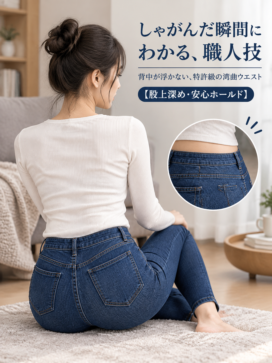 【360°ハイストレッチ×人間工学立体美脚】次世代美シルエット スキニーデニム｜骨格を選ばない感動の伸縮性・深履きハイウエスト・JIS伸縮復元率98.6%実証