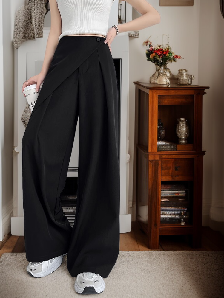 여성 모던 와이드 팬츠 정장 캐주얼 팬츠 패션 와이드 팬츠