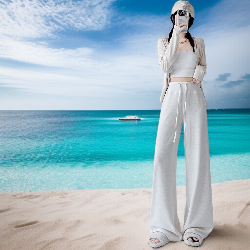 와이드 와이드 팬츠 여 쁘띠 소프트 하이웨스트 날씬해 보이는 팬츠 스커트 봄가을 드롭 와이드 팬츠