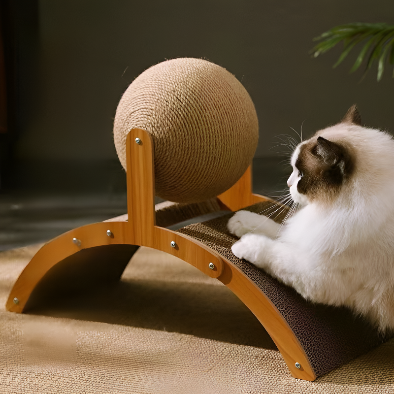 ของเล่นแมวแบบแท่นพร้อมลูกบอลแม่เหล็ก