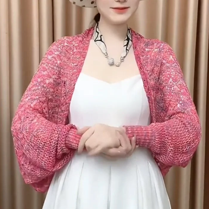 Fashion long sleeves hollow shawl