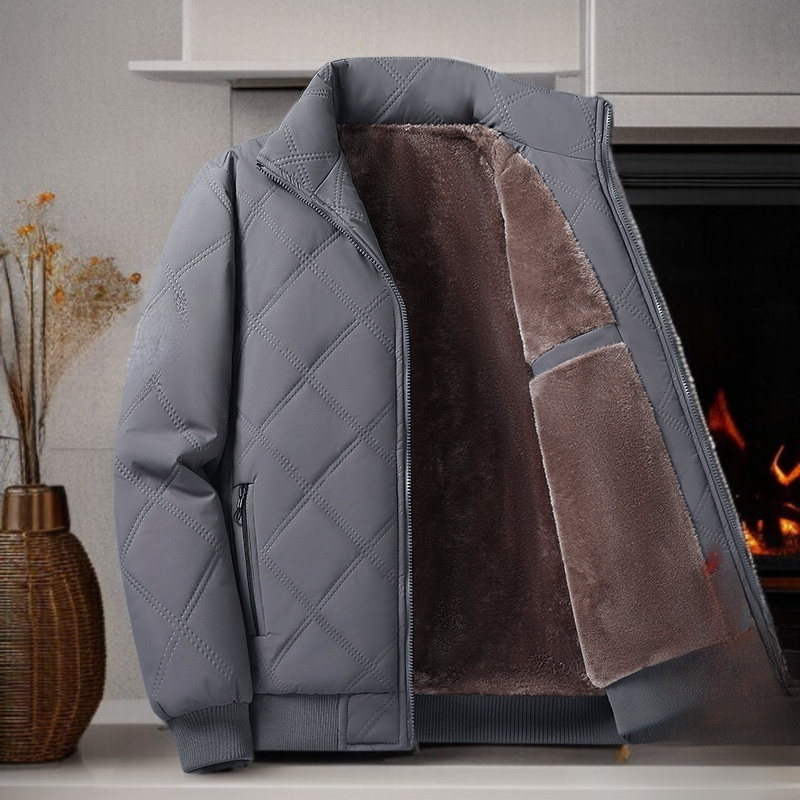 冬のメンズカジュアル厚手ハイネック中綿ジャケット