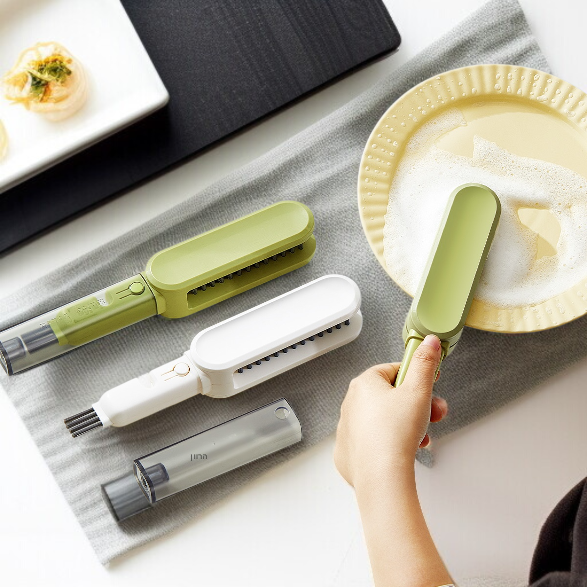 ナイフ洗浄ブラシ、キッチン食器、箸、ナイフとフォーク洗浄ブラシ、両面ブラシ、ナイフ研ぎ器、箸クリーナーの4役