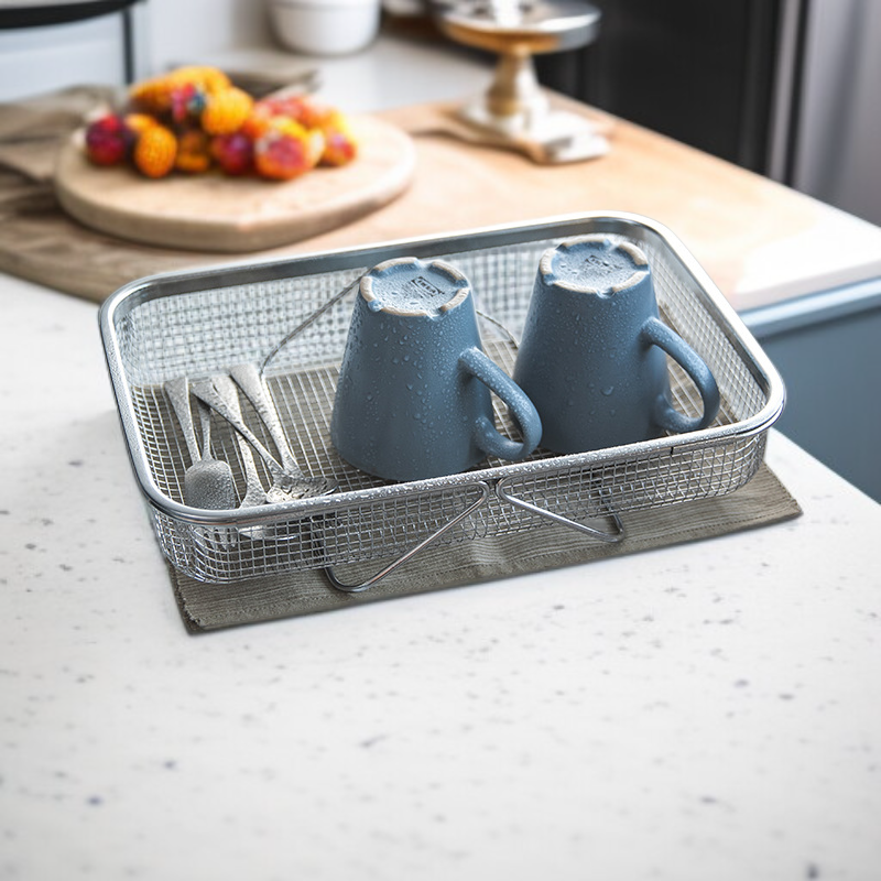 排水機能付きステンレス食器ラック、キッチン用