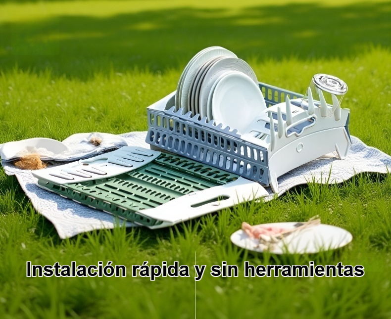 Organizador de cubiertos plegable mostrando varios utensilios