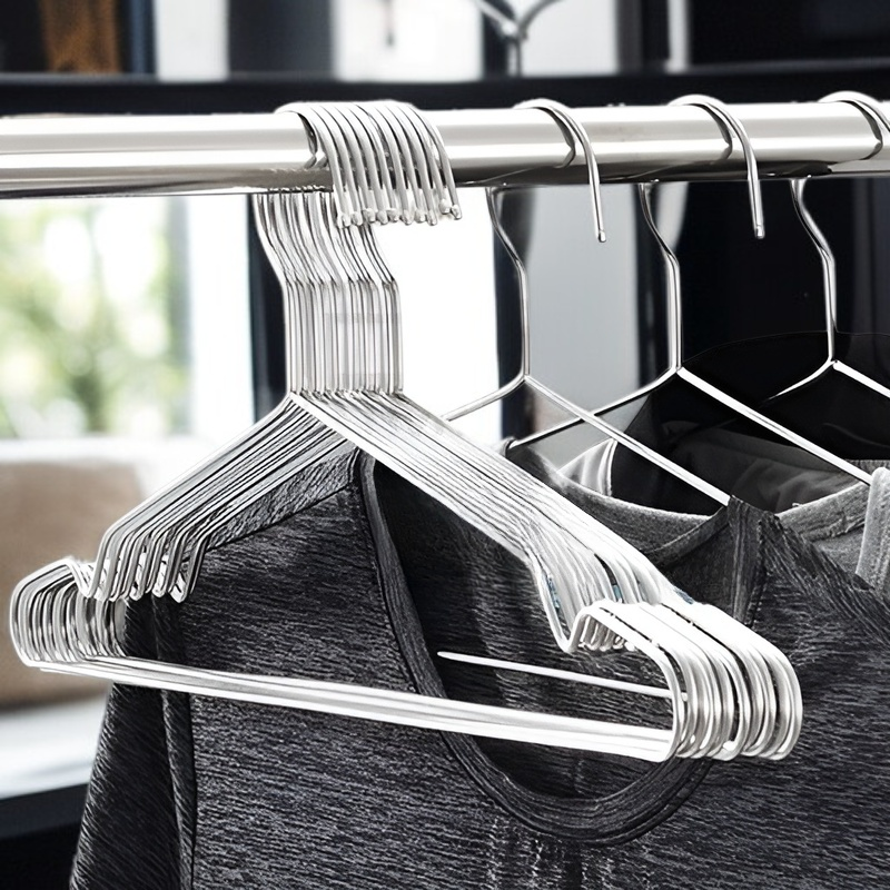  สแตนเลสแข็งแรง ไม้แขวนเสื้อหนา สำหรับใช้ในบ้าน 