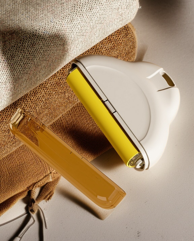 Close-up of sticky hair remover sheet in use