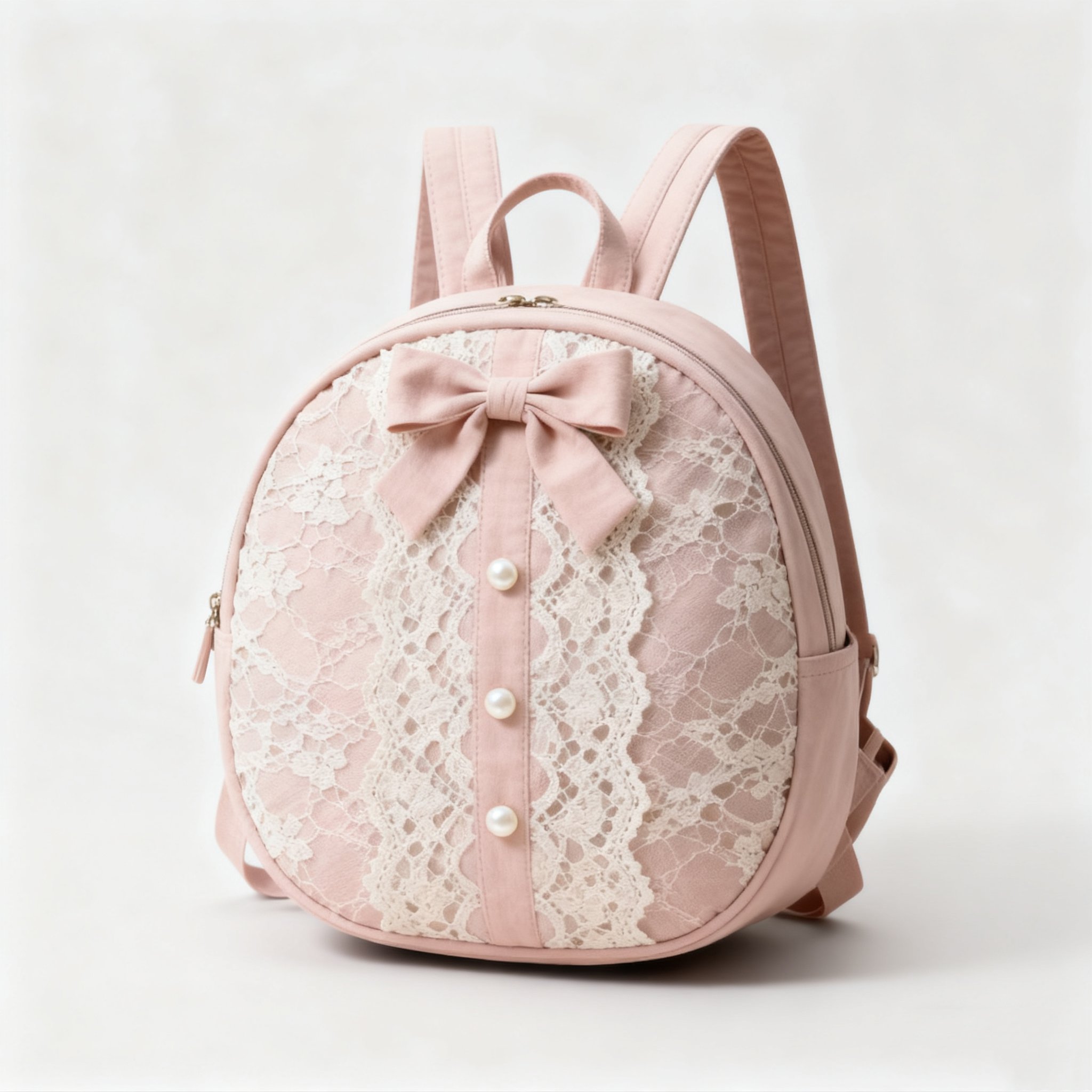 เป้สะพายหลังผู้หญิงลูกไม้สีชมพู