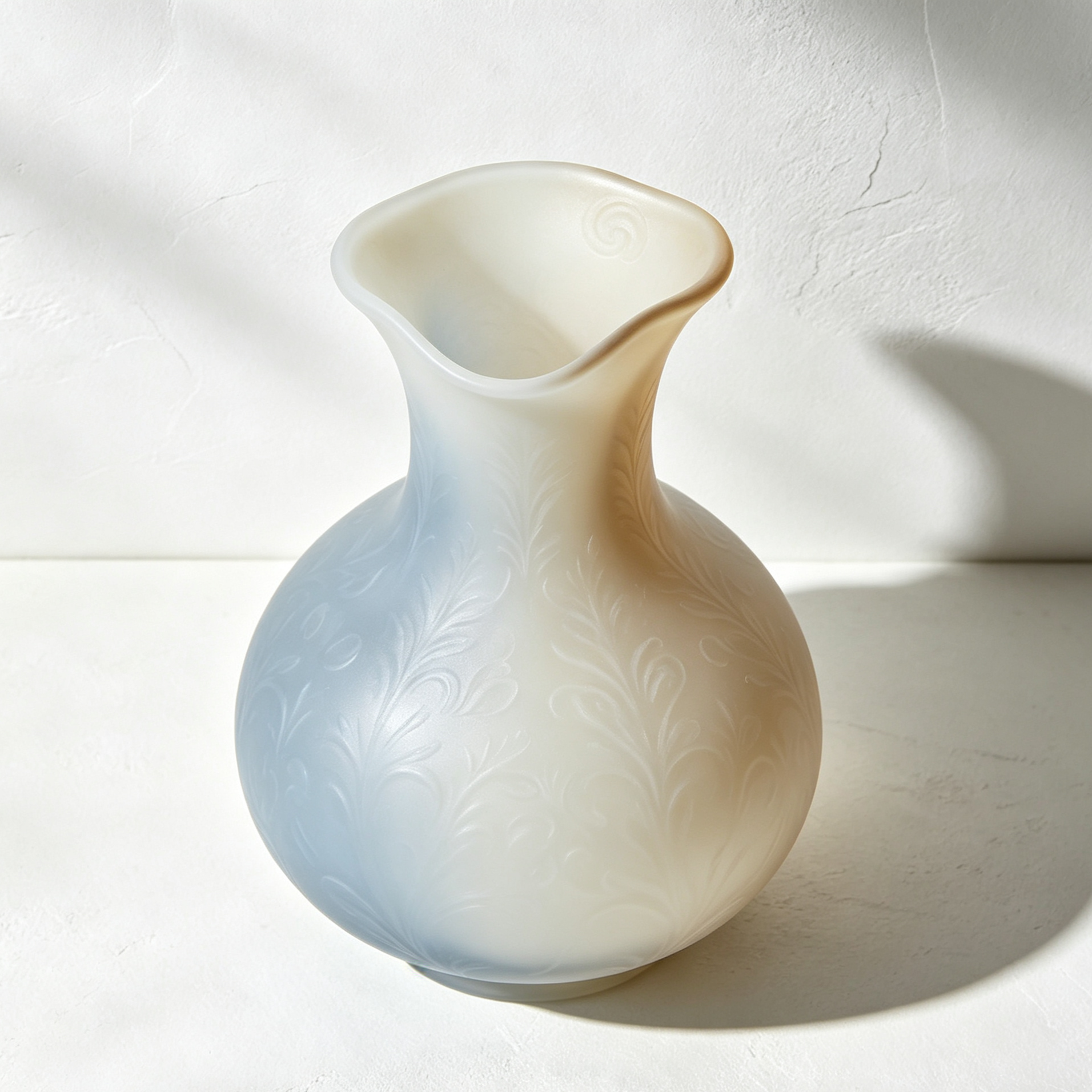Elegant glass vases with unique embossed frosted design