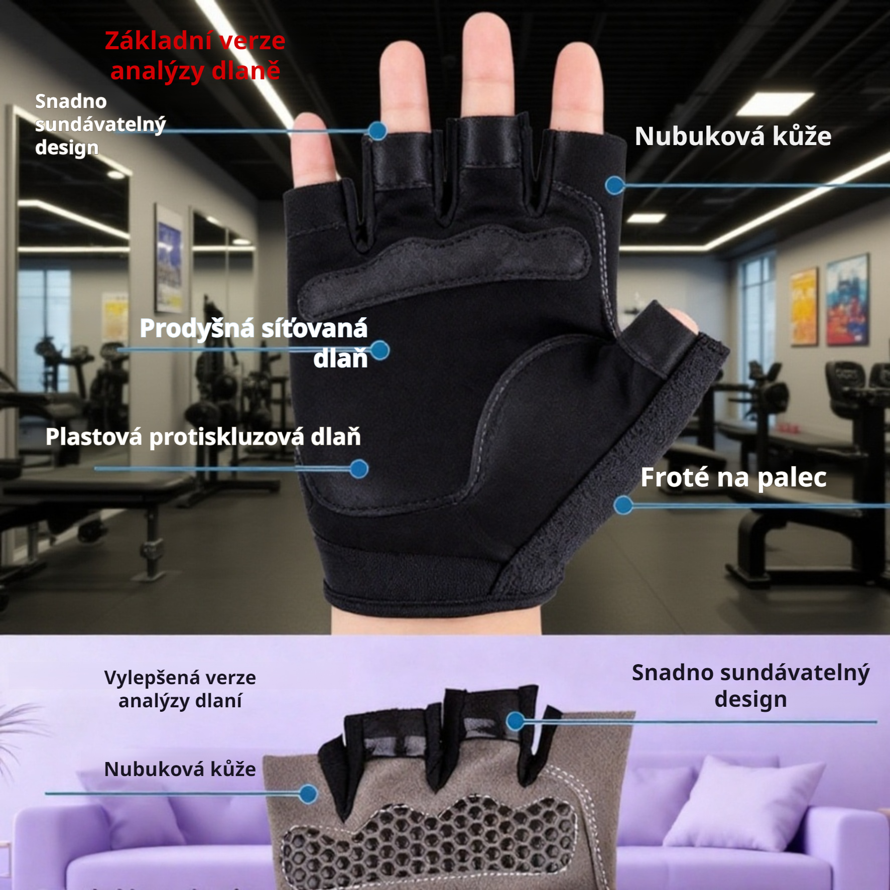 Cyklistické sportovní rukavice pro muže a ženy, poloprstové