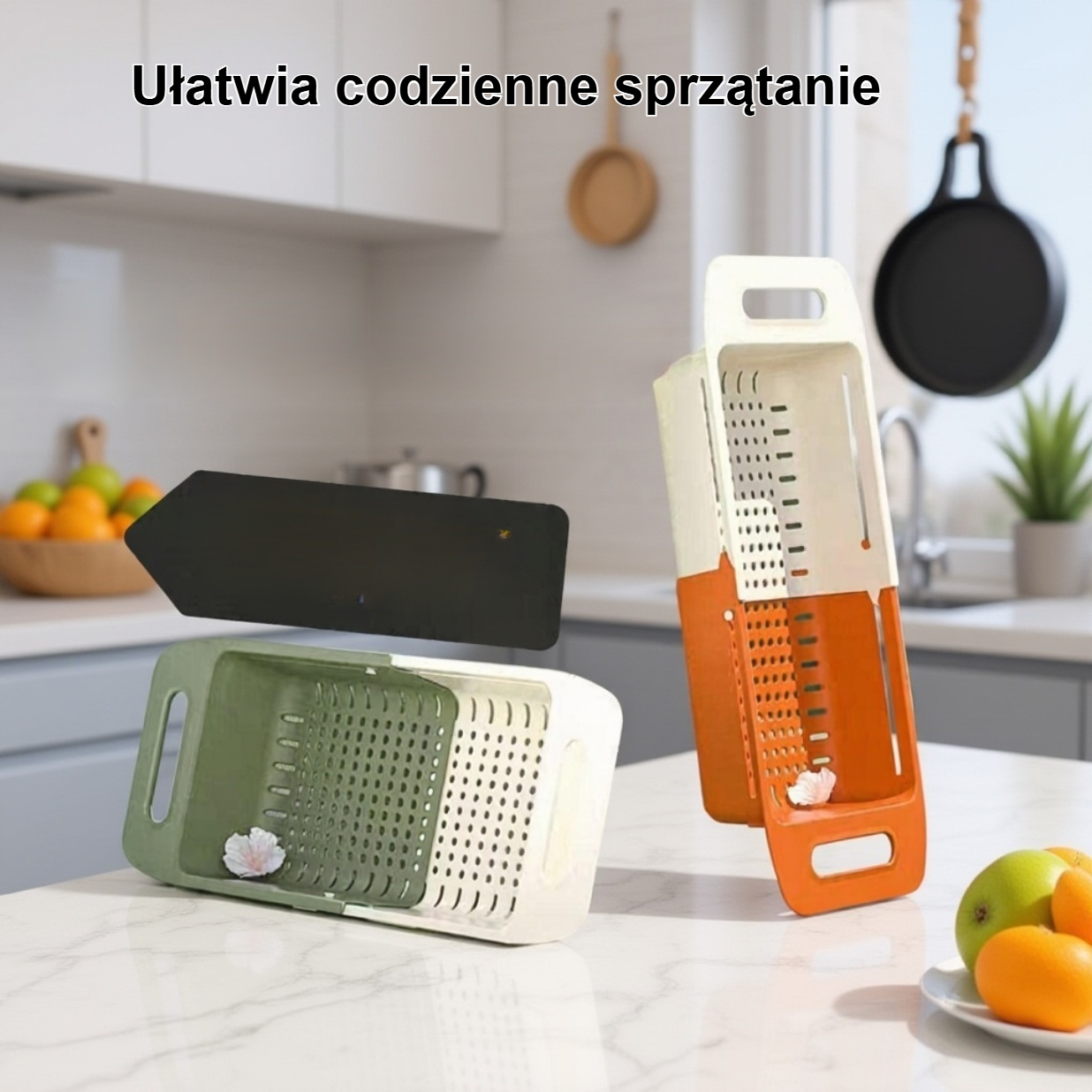 Zlew kuchenny z funkcjonalnym stojakiem na zmywarkę