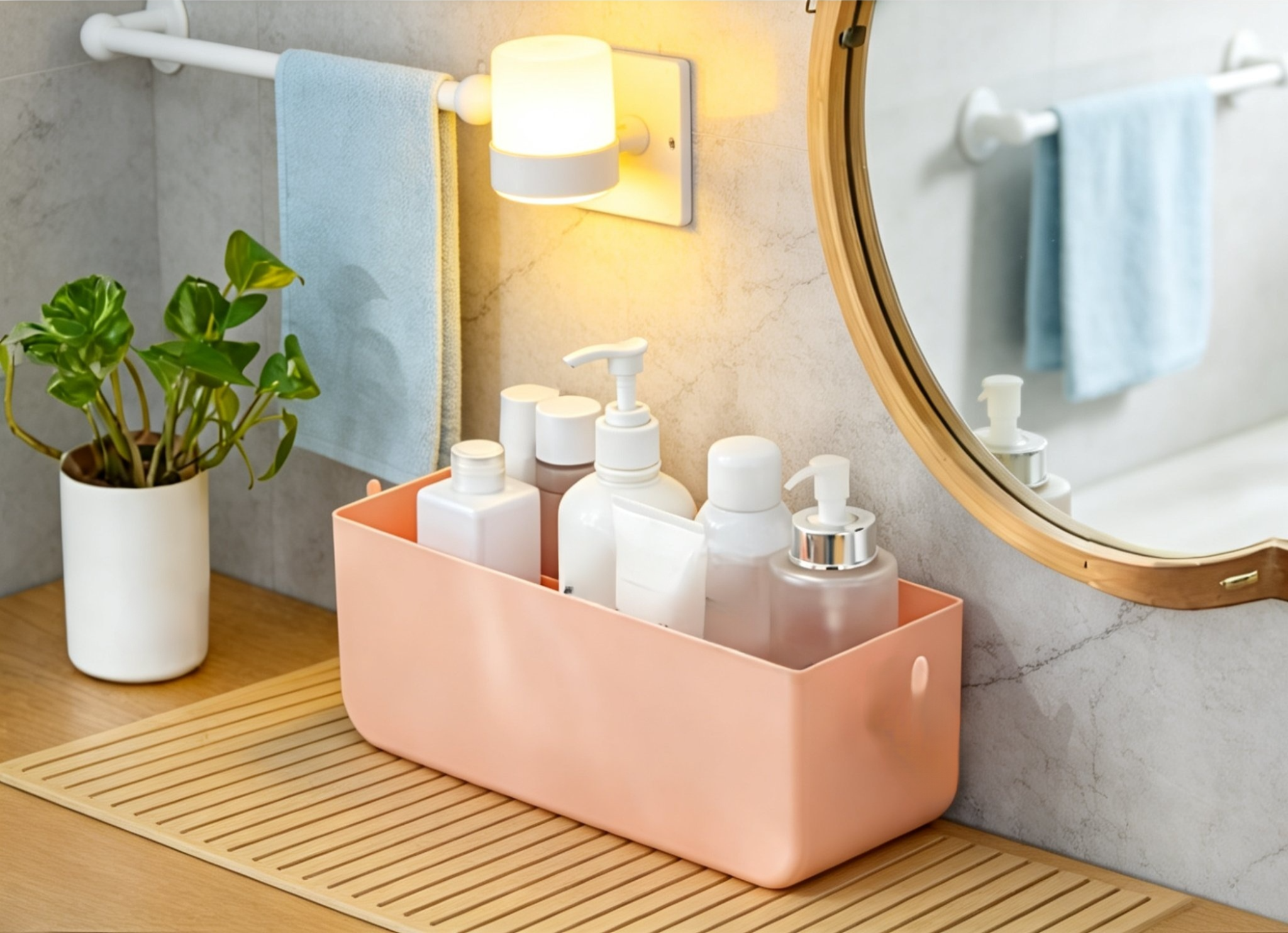 Space-saving bedside organizer for small bedrooms