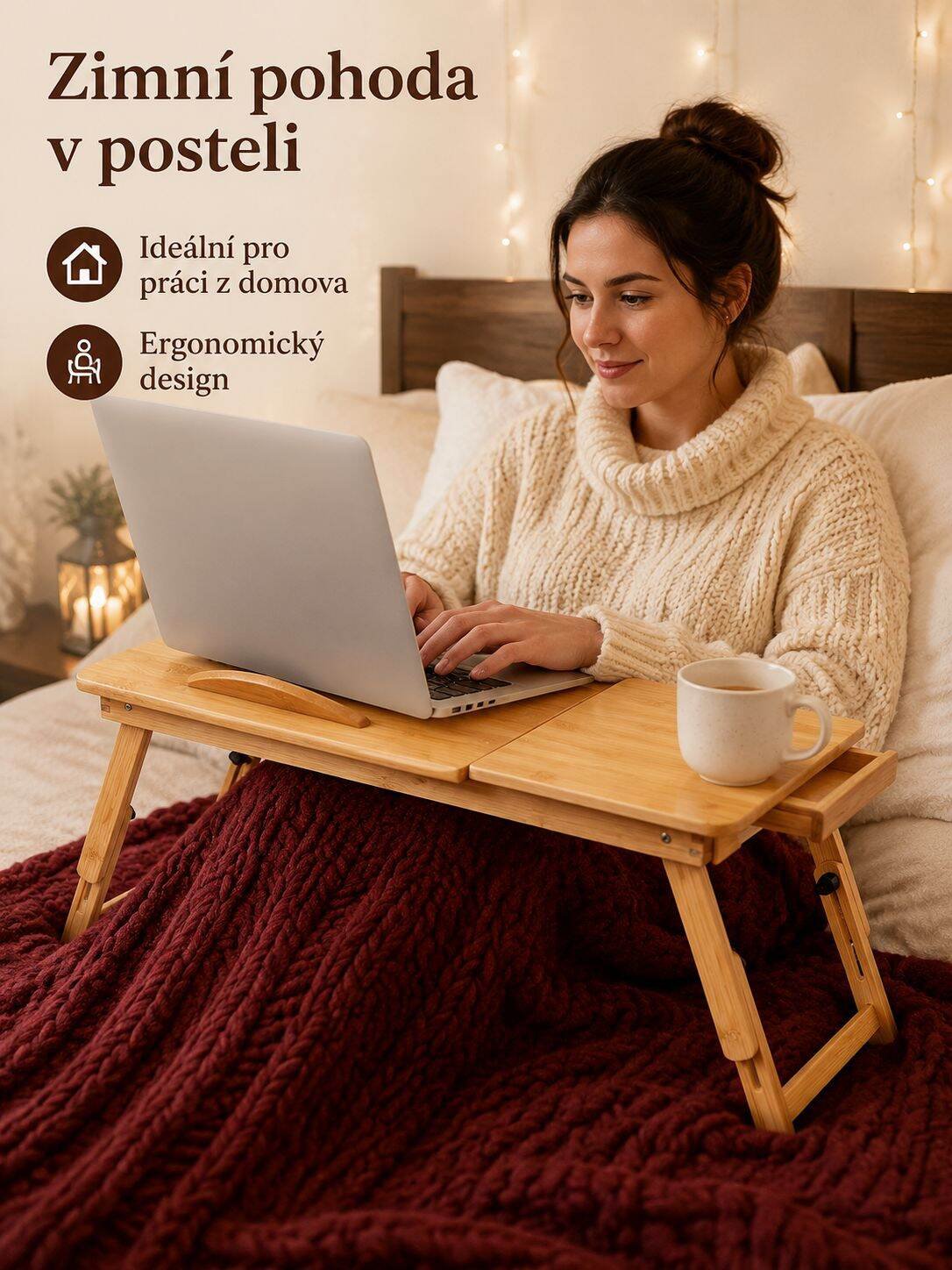 Skládací přenosný stolek na notebook do postele pro lenochy