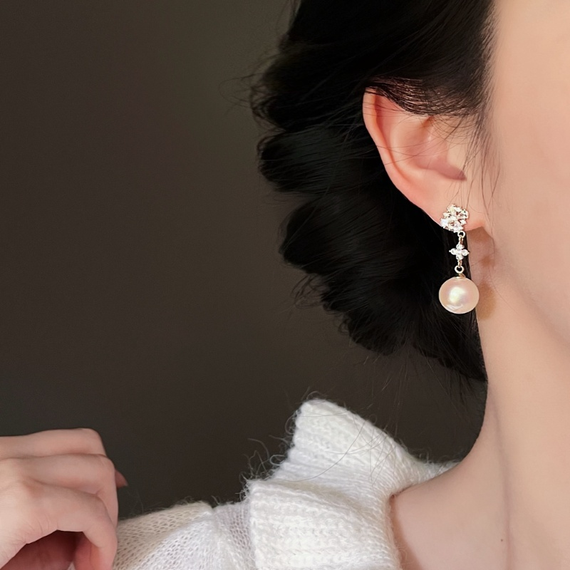 雪花珍珠高級感耳環