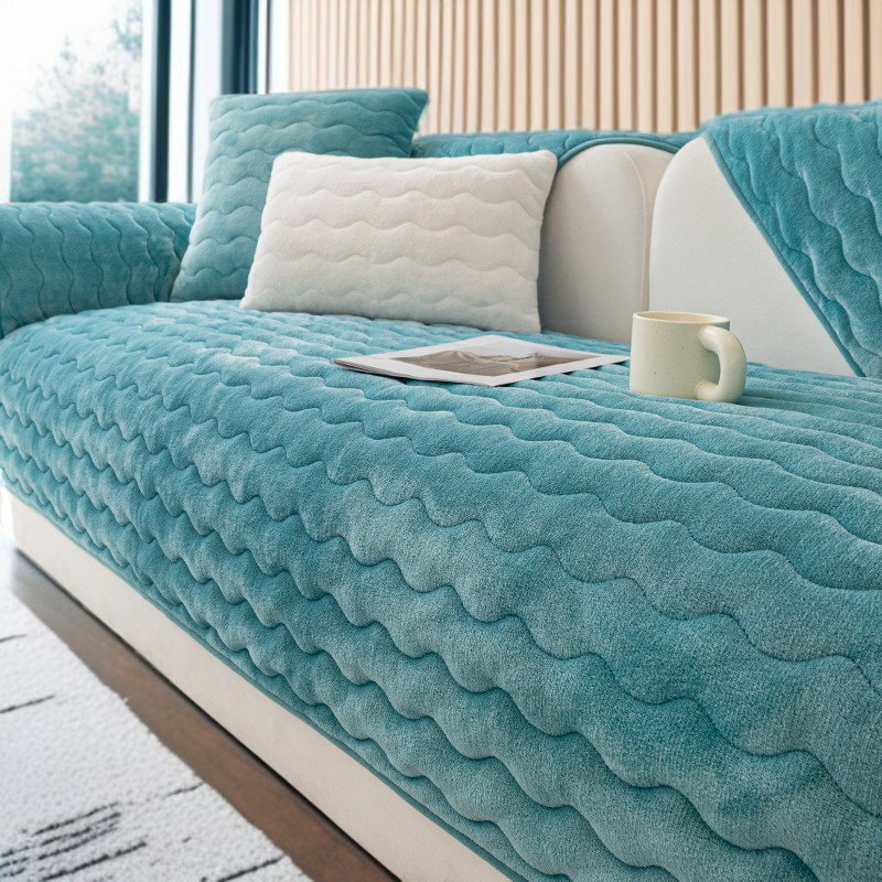 겨울 소파 커버 미끄럼 방지 두꺼운 보풀 대두 섬유 소파 커버 커버