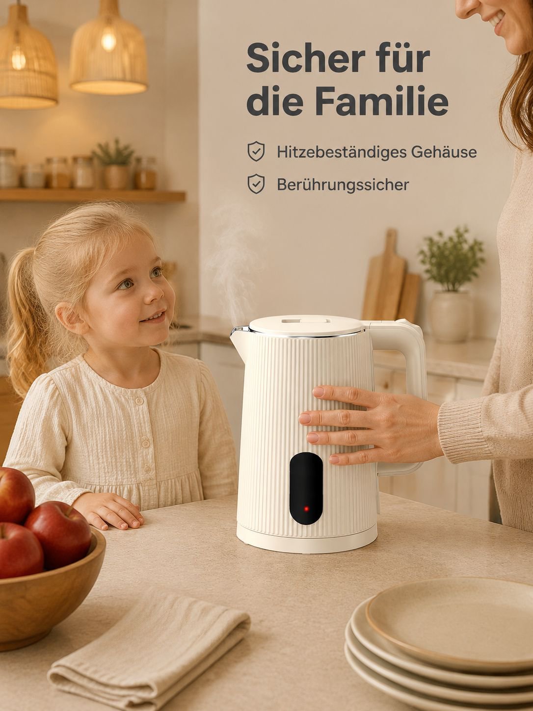 Hochwertiger Edelstahl-Wasserkocher im modernen Design