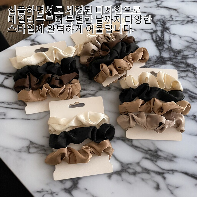고급스러운 새틴 여자 헤어밴드 착용샷