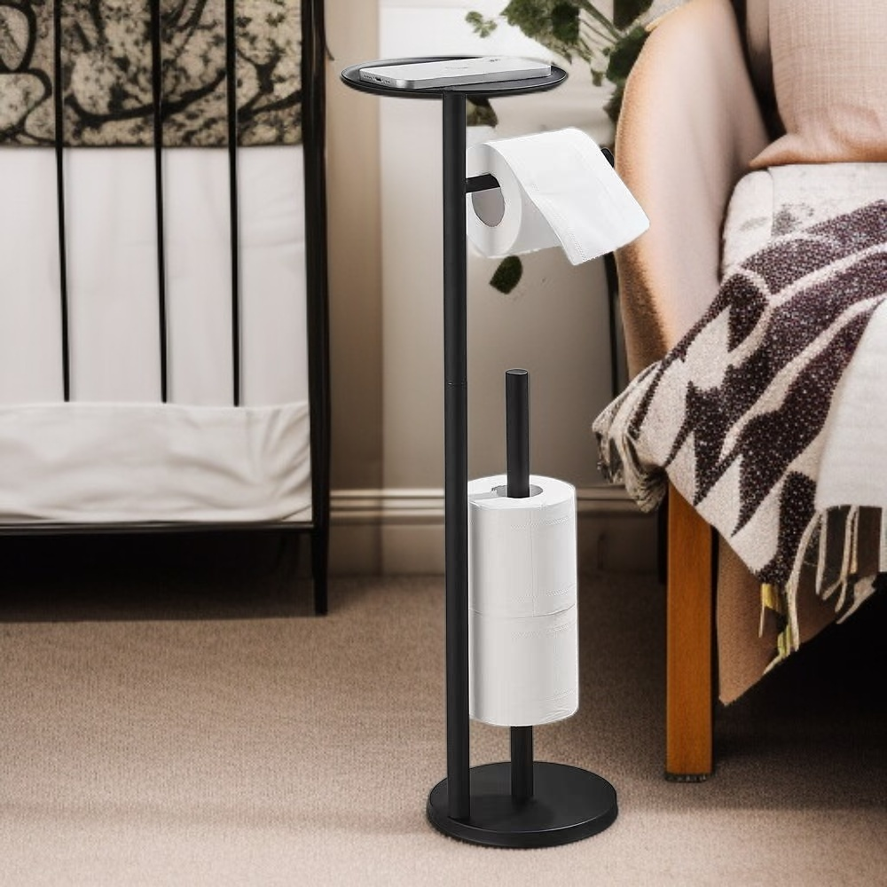 附手機託不銹鋼落地浴室立式衛生紙架