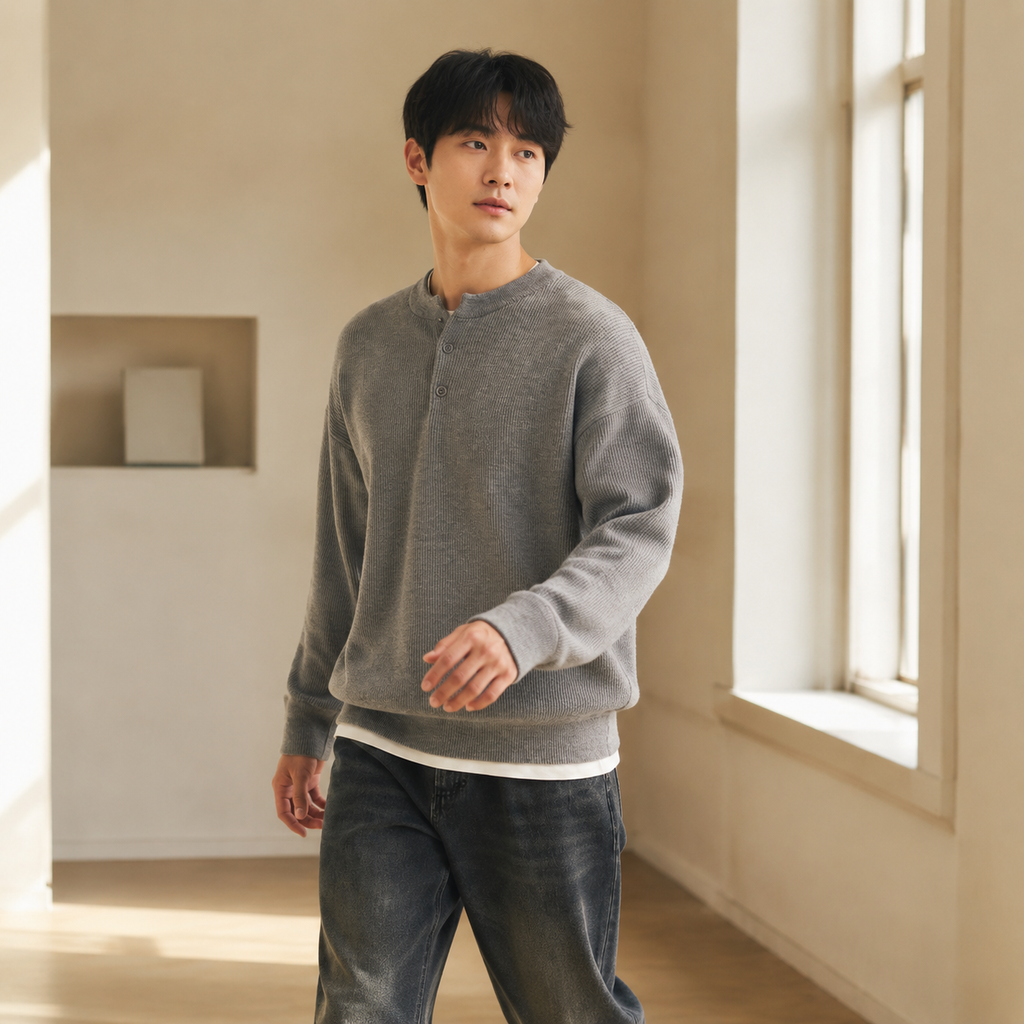 가을겨울 남성 하프집업 루즈핏 니트 스웨터